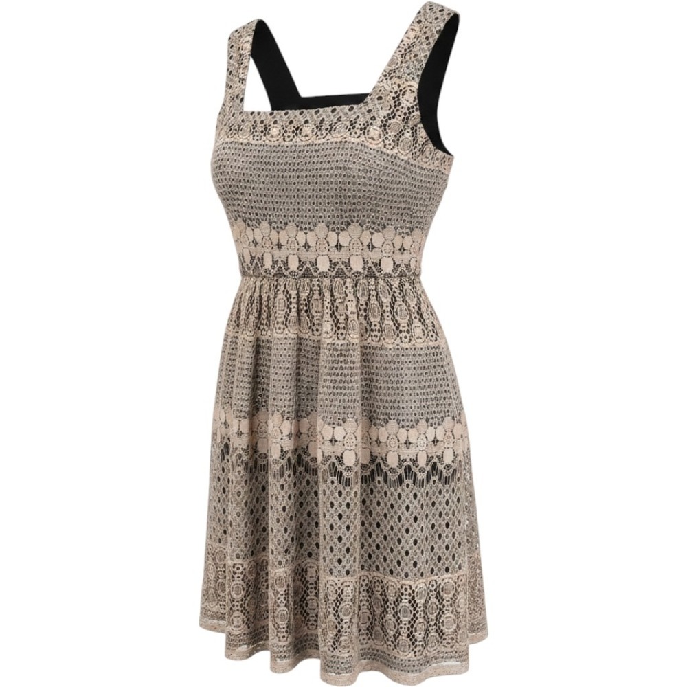 Monteau Lace Fit and Flare Dress S Lined Open Back Romantic Regencycore Empire